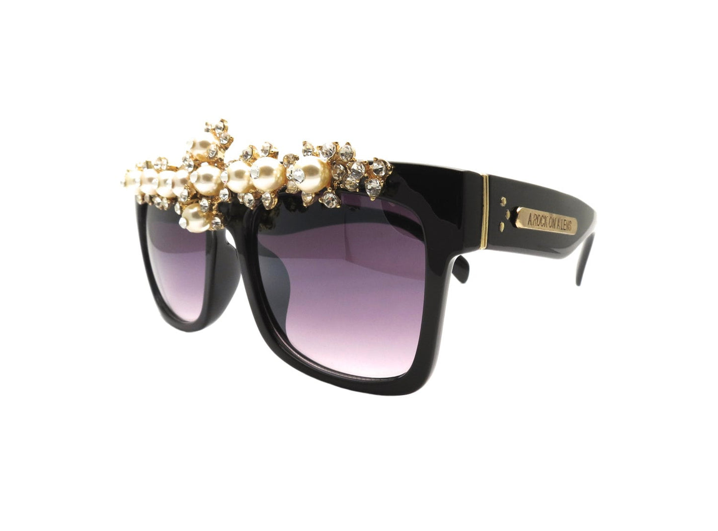 GARLAND - Women's Swarovski Pearl and Rhinestone Unique Sunglasses, Hand Detailed with Unique Swarovski Crystals and Pearls