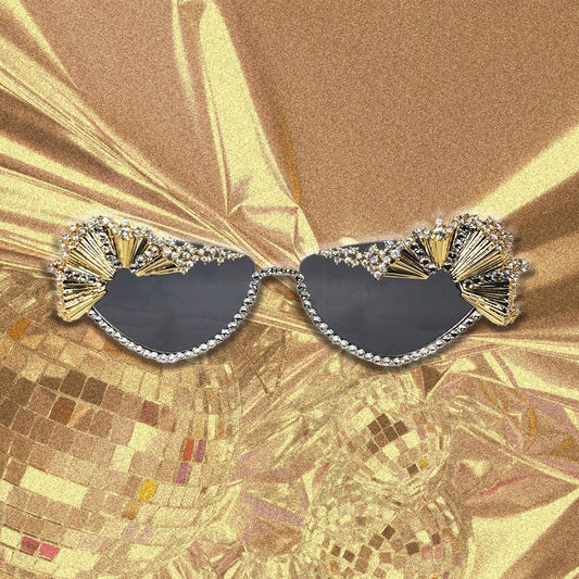 MINK - Classic Cateye Minkpink Sunglasses Hand Embellished with Swarovski Crystals and an Art Deco Crystal Jewels