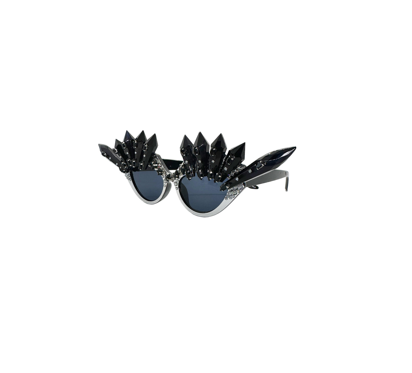 SHOWGIRL - A ONE OFF Custom American inspired Retro Sunglasses. Embellished with Black Spikes and Swarovski Crystals.