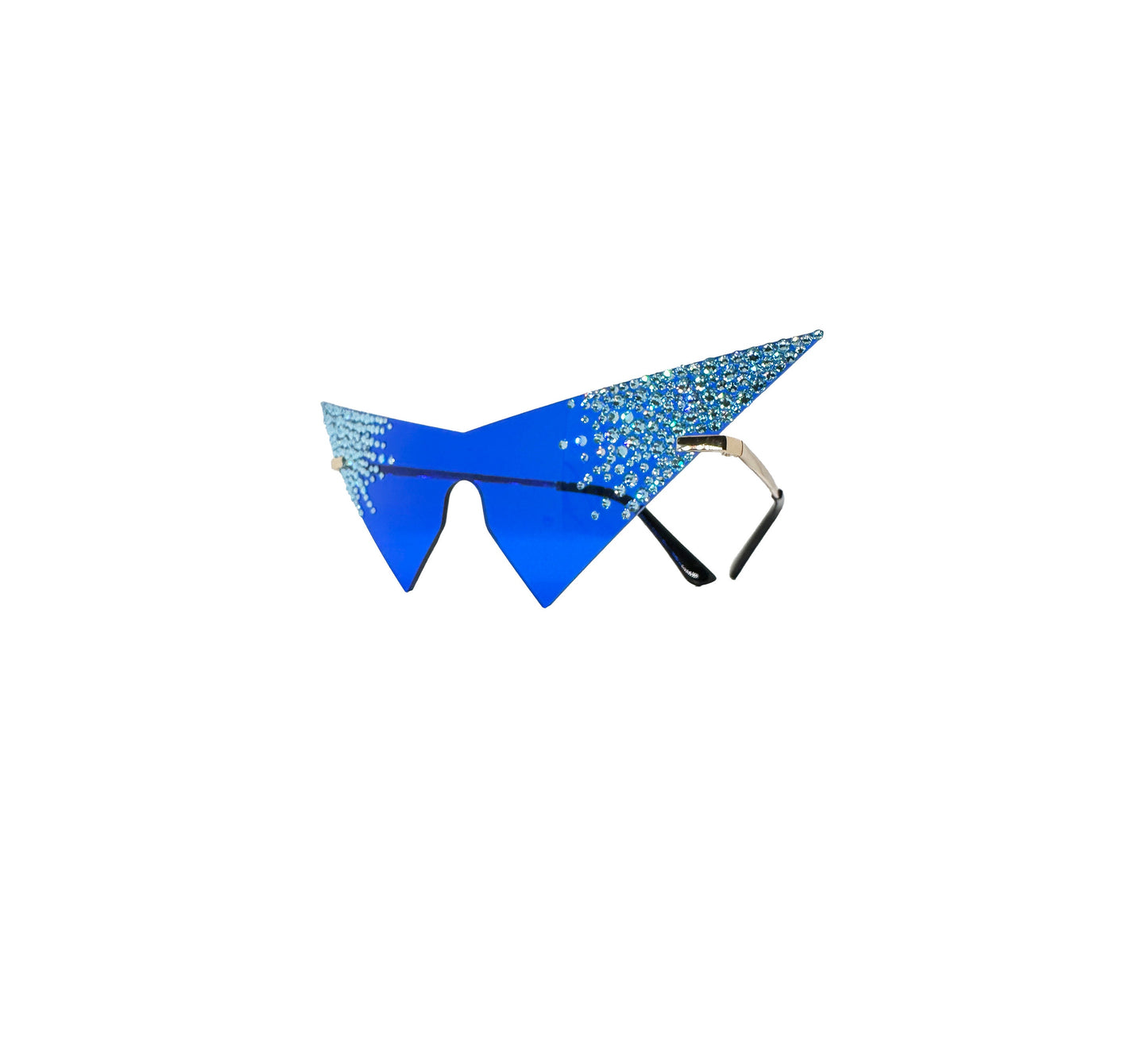 LIGHTING - Retro Blue Triangle Swarovski Embellished Sunglasses with Blue Swarovski Crystals